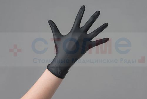Перчатки нитриловые Safe&Care, S, черный, 100 шт/упк