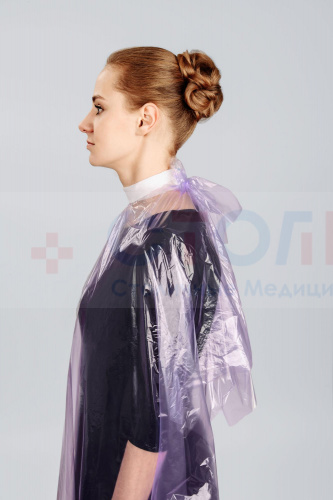 Пеньюар стандарт из полиэтилена, 160х110 см, Сиреневый, 50 шт/упк