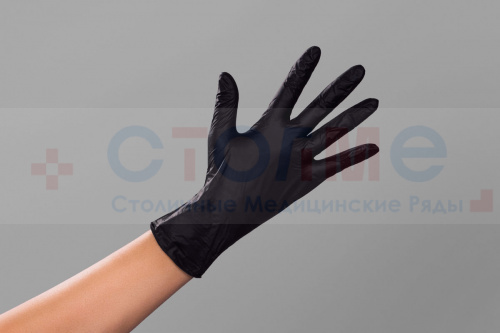 Перчатки нитриловые медицинские Benovy, L, черный, 100 шт/упк