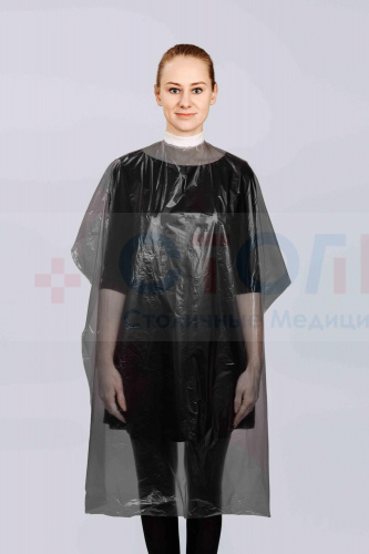 Пеньюар стандарт из полиэтилена, 160х110 см, Черный, 50 шт/упк