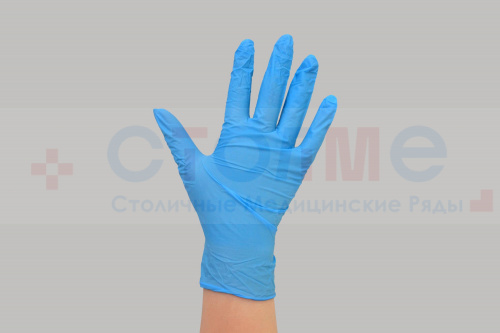 Перчатки нитриловые  медицинские Connect Blue Nitrile, S, голубой, 100 шт/упк
