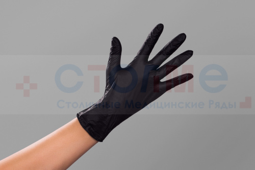 Перчатки нитриловые медицинские Фabric, S, черный, 100 шт/упк